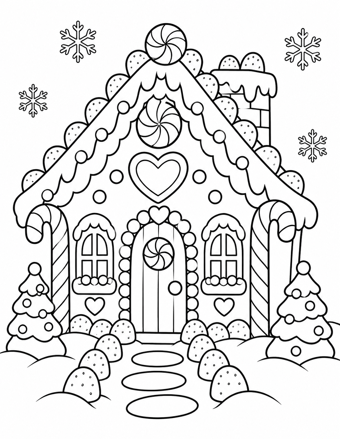 Coloriage maison en pain d'épices de Noël