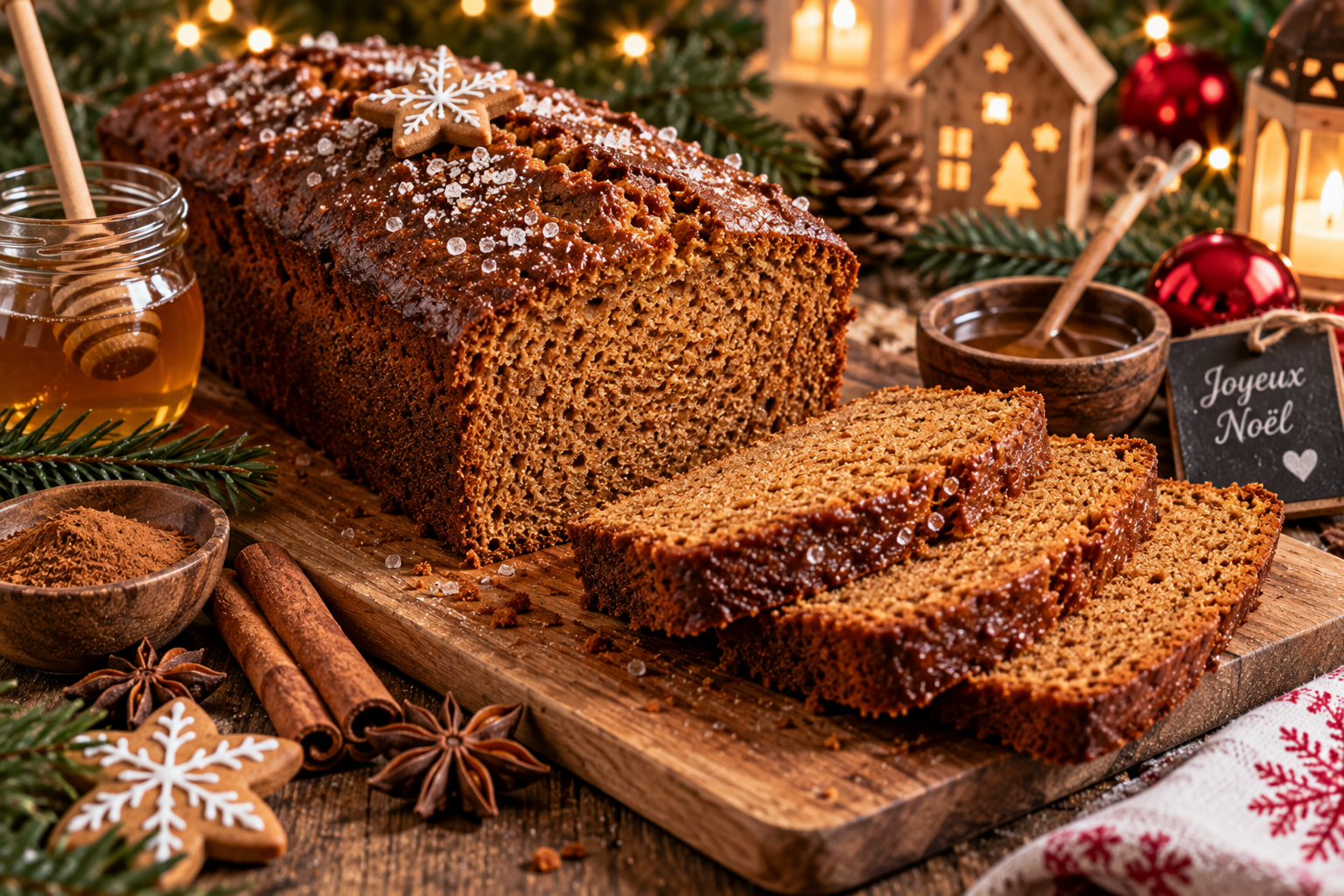 Pain d'épices de Noël maison au miel et aux épices